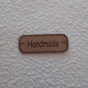 Zawieszka ekoskóra "Handmade" 30 mm cappucino