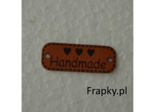 Zawieszka ekoskóra "Handmade" 3 serca 30 mm 