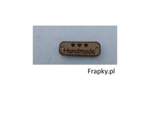 Zawieszka ekoskóra "Handmade" 3 serca 30 mm beż