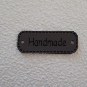 Zawieszka ekoskóra "Handmade"30 mm grafit