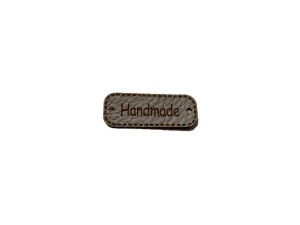 Zawieszka ekoskóra "Handmade" 30 mm srebrny