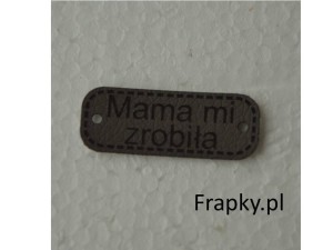 Zawieszka ekoskóra "Mama mi zrobiła" 40 mm szary
