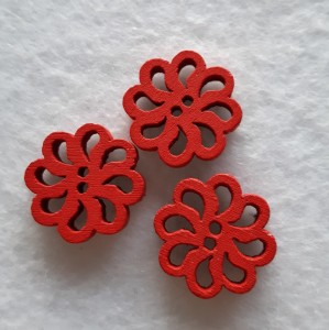 Guzik dziecięcy kwiatek czerwony