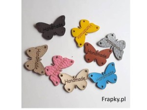 Zawieszka ekoskóra "Handmade" motyl 30x20 brązowy