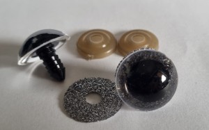 Oczy 20 mm brokat  srebrne CN
