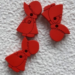 Guzik dziecięcy lalka czerwony