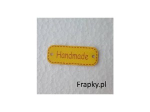 Zawieszka ekoskóra "Handmade" 30 mm żółty