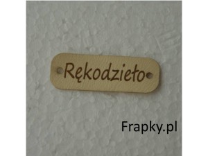 Zawieszka ekoskóra "Rękodzieło" 40 mm ecru