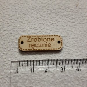 Zawieszka drewniana  "Zrobione ręcznie" 30 mm
