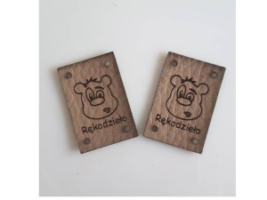 Zawieszka ekoskóra "Rękodzieło" misio 20x30mm  jasna czekolada