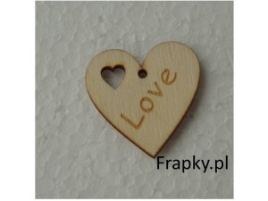 Zawieszka drewniana  serce  Love 30 mm 