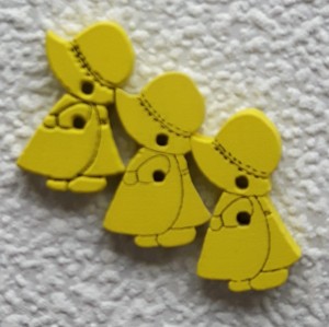 Guzik dziecięcy lalka żółty