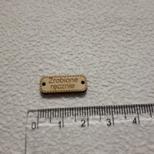 Zawieszka drewniana  "Zrobione ręcznie" 20mm